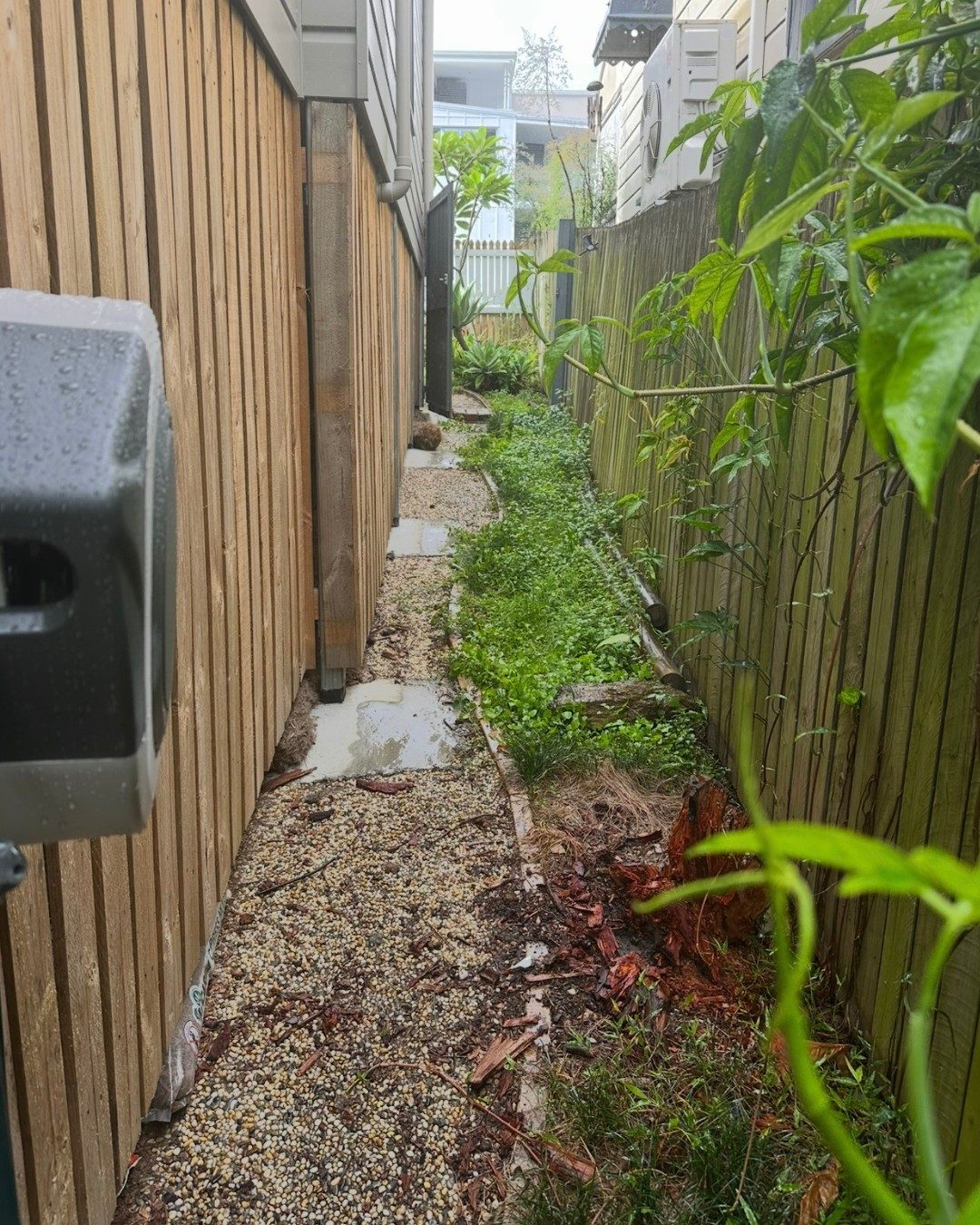 Narrow, bare side access before work began